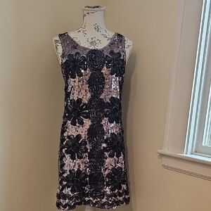 Elegant Black and Pink Sequin Dress